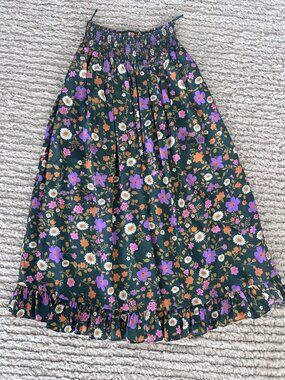 Scanlan Theodore Emerald Silk Floral Midi Skirt | US 4